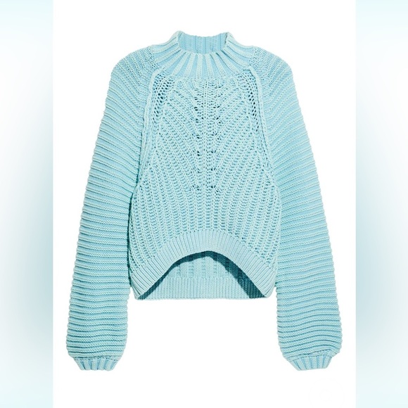 Free People WOMENS CHUNKY KNIT OVERSIZED SWEATER OCEAN PEARL - Picture 1 of 8